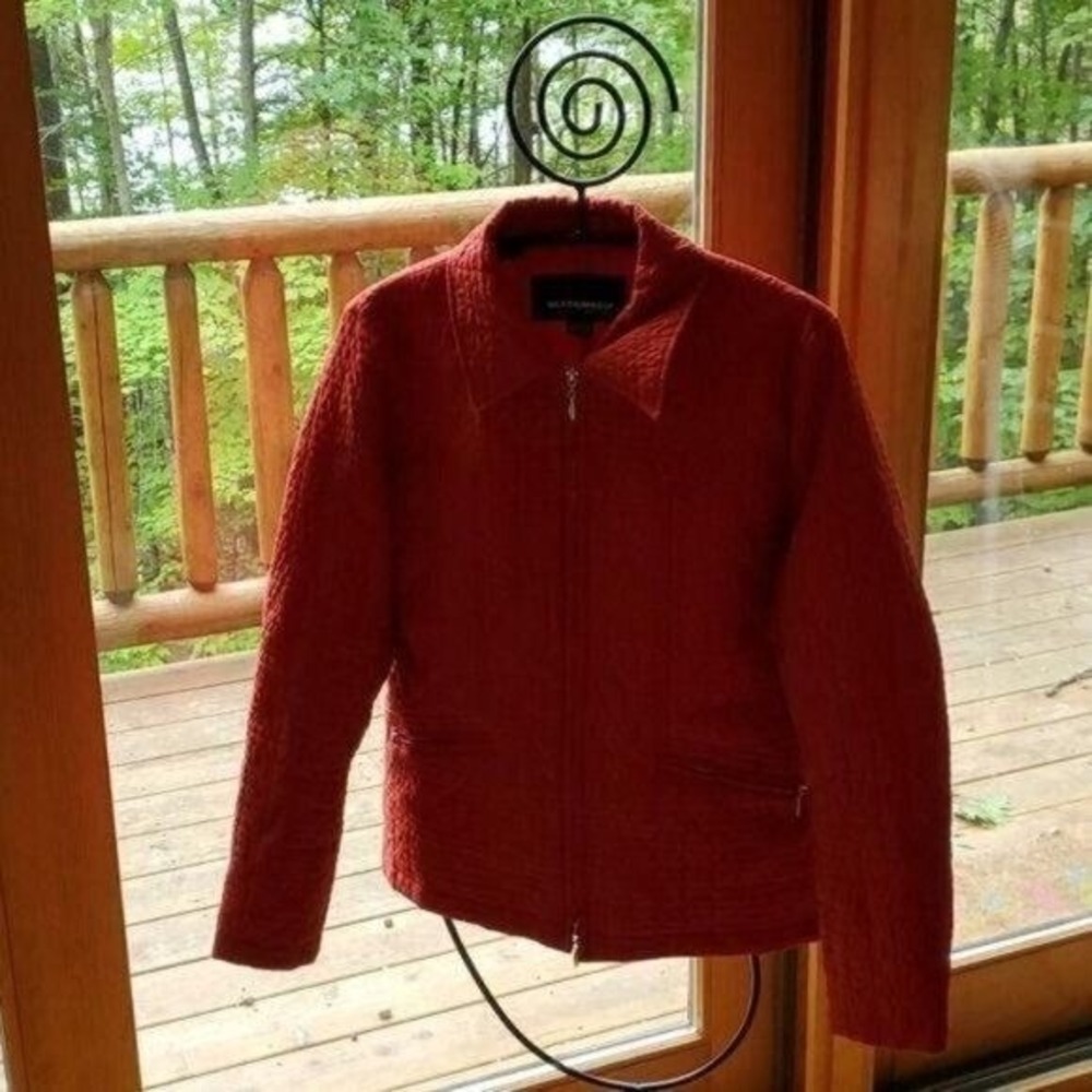 Weatherproof Garment Company Red Quilted Full Zip‎ Jacket Womens Medium
